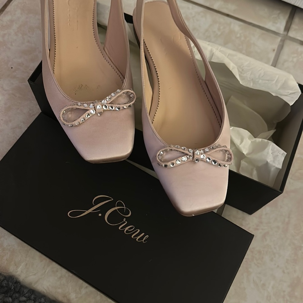 J. Crew Pink Satin Slingback Ballet Flats